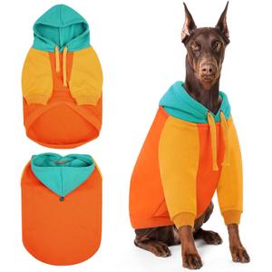 AOFITEE XL Hoodie for Large Dogs, Basic Dog Hoodies with Hat for Spring Fall Winter, Warm Large Dog Hooded Pullover with Sleeves, Extra Large Sweatshirt for Beagle, Dalmation, Orange XL