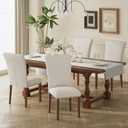 COLAMY Upholstered Dining Chairs Set of 2, Parsons Style Linen Beige Accent Chairs with High Back, for Round Kitchen Table or Small Dining Room  Comfortable & Stylish