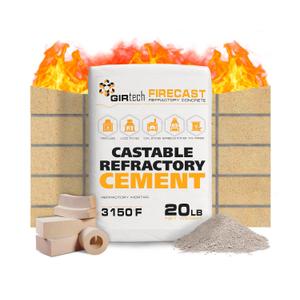 FireCast Castable Refractory Cement Mix 3110 Degree Fahrenheit 20 Lbs High Temperature Heat Resistant Fireproof Mortar Build Repair Pizza Oven Fire Places Forge Kiln Stove
