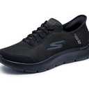 Skechers Men's Go Walk Flex Hands Up Hands Free Slip-Ins Sneaker, Black/Black, 16 X-Wide