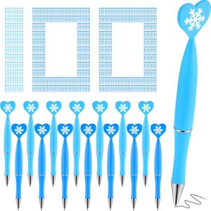Seajan 100 Pcs Winter Snowflake Pens Bulk Winter Ballpoint Pens with Black Ink Snowflake Pattern Cute Appreciation Gifts Note Taking Office Supplies for School Coworkers Employee Staff