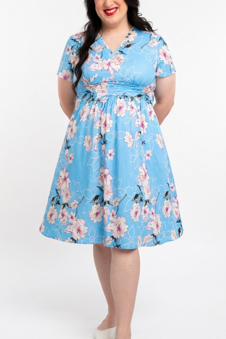 Xpenyo Maternity Maxi Dress Women Casual Wrap Long Baby Shower Pregnancy Dresses (Flower Light, XL, Blue)