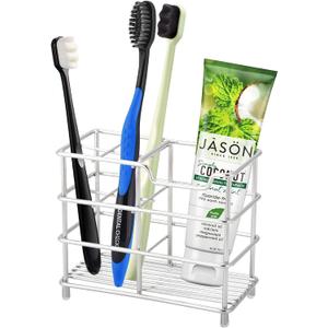 Urbanstrive 304 Stainless Steel Bathroom Toothbrush Holder Toothpaste Holder Stand Bathroom Accessories Organizer, Silver