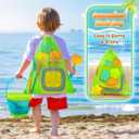 DUDUCOFU Collapsible Beach Sand Toys for Kids Toddlers, Collapsible Sand Bucket with Sifter Shovels Set with Mesh Bag and Sand Molds, Travel Beach Sandbox Toys for Boys Girls 3 4 5 6 7 8 9 10