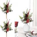 RoseCraft 2PCS Christmas Decorations, 16.5Inch Artificial Red Berry Flowers Stem Table Decorations Twig Branches Ornaments, for Winter Xmas Holiday Party Vase Flower Arrangement Decor.