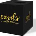 sunepany Black and Gold Gift Card Box for Party Wedding Funeral Birthday Bridal & Baby Shower Retirements Anniversaries, Graduation Card Holder Cardboard Raffle Ticket Voting Ballot with Slot