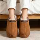 Plush Platform Slippers for Women & Men - Cozy Non-Slip Sole,Warm Fuzzy Lined House Shoes for Indoor Outdoor Short Ankle Slippers (Brown, US, Adult, Women, 41