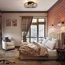 Ceiling Fan with Lights, 18 Inch Caged Ceiling Fan Lights Remote Control Small Industrial Ceiling Fan Light Fixture Flush Mount Farmhouse Light 6 Speeds Bladeless Lights for Bedroom Kitchen