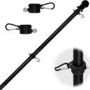 HOOSUN 6 FT Flag Pole Kit with 2 Rotating Rings and Flag Pole Clips,Flag Poles for Outside House,Black Stainless Steel Adjustable Pole for Commercial Or Residential