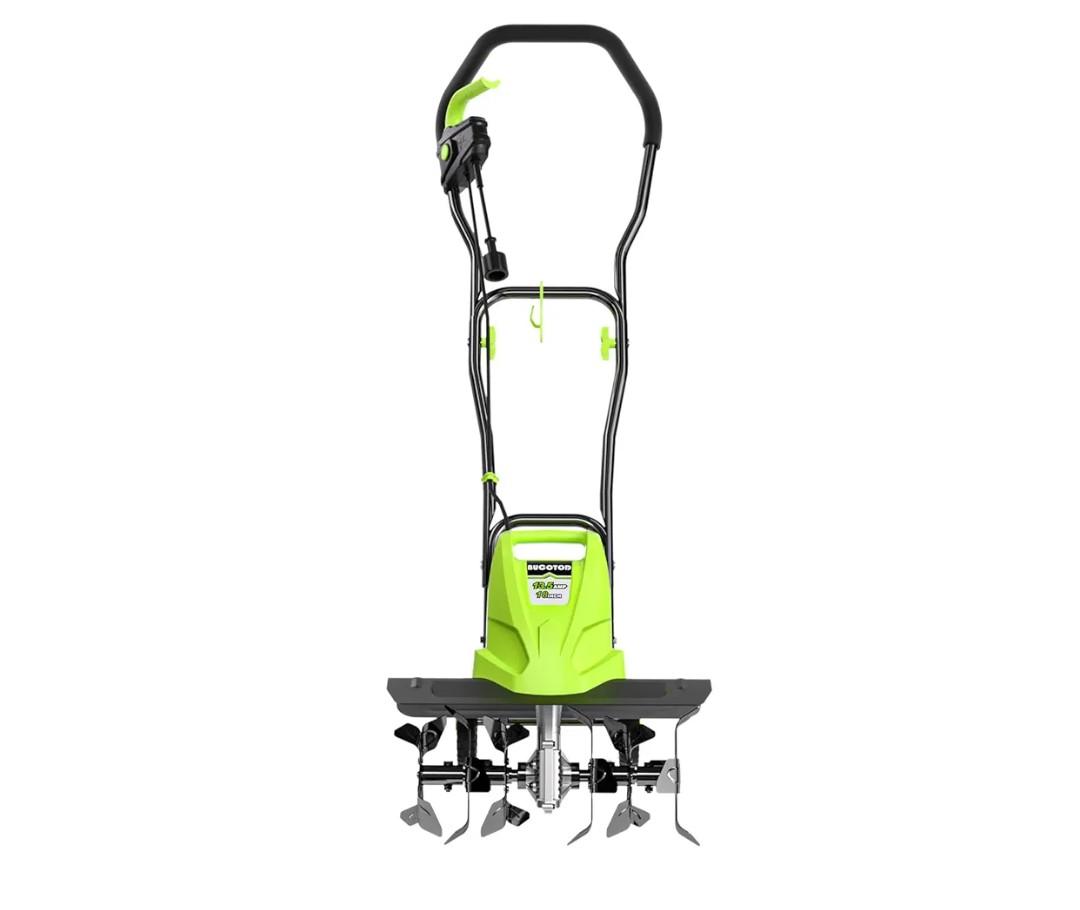 BUCOTOD 18-Inch 13.5 Amp Tiller/Cultivator with 6 Steel Tines, 3-Adjustable Wheels, Foldable Handle, 8'' Tilling Depth Electric Corded Tillers, Electric Garden Rototiller for Garden Lawn Soil Digging