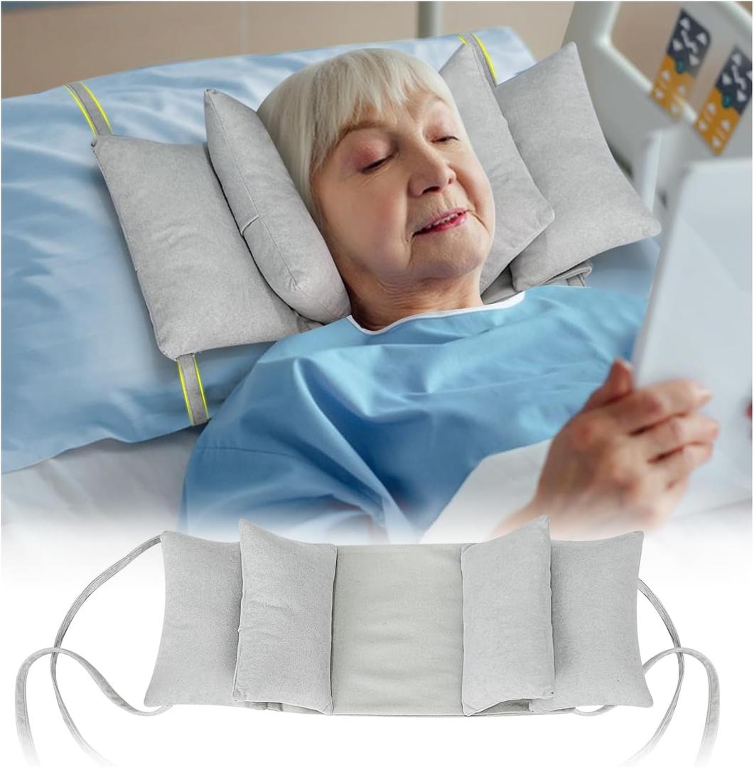 Neck Wedge Stabilizer Pillow for Sleeping to Keep Head Straight While Surgery Head Upright Medical Wedge Positioning Bedridden Disabled Elderly Face up Posture Corrector Headrest (Grey)