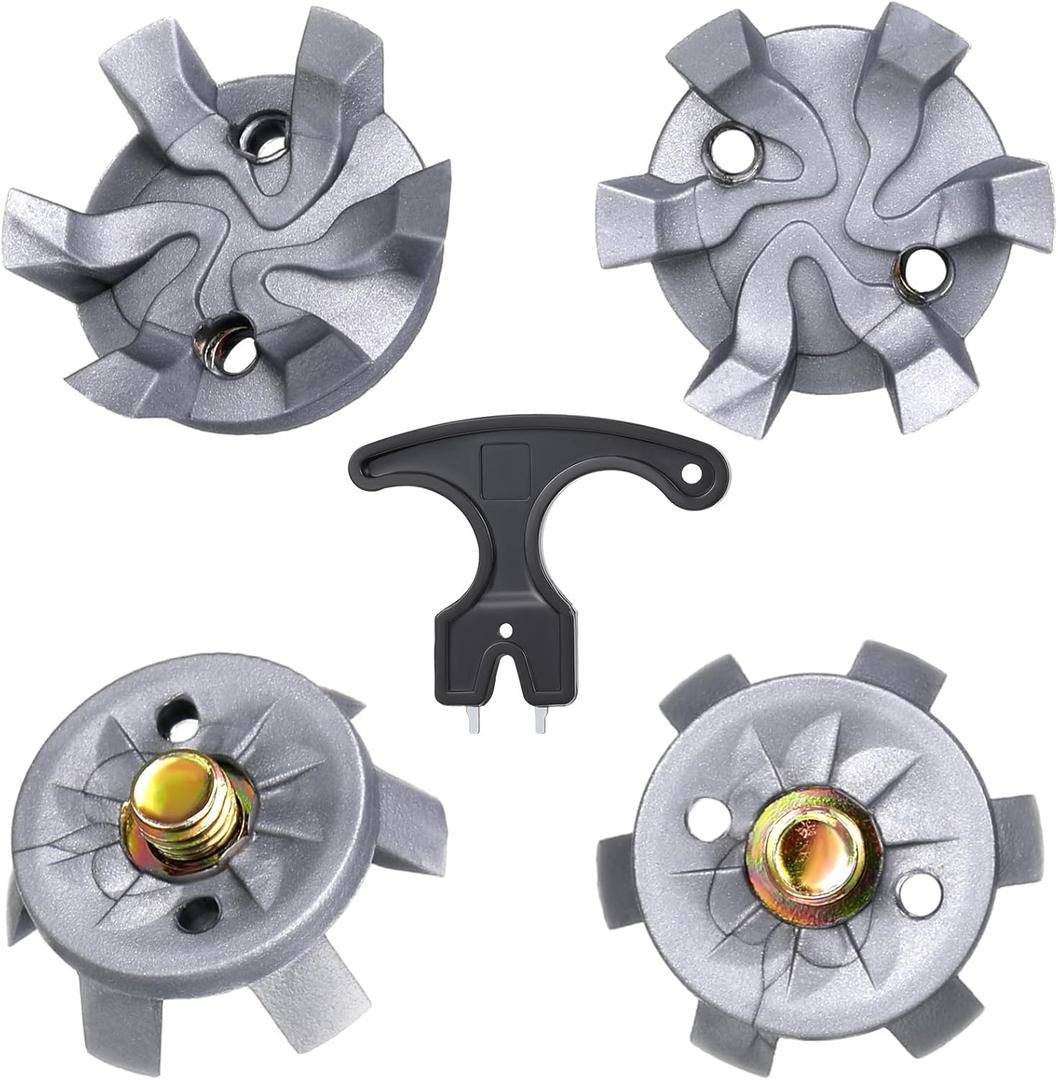 Shappy 51 Pcs Golf Shoe Spikes Replacements Set 50 Golf Shoe Cleats with 1 Black Cleats Spanner Metal Thread Screw 5.84 mm Dia Replacement for Cricket (Gray)