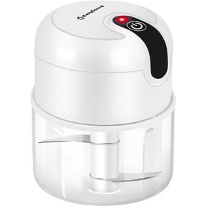 EASYSPEED Electric Garlic Chopper 1Cup, Mini USB Type-C Charging Wireless Food Processor with 304 Stainless Steel, 2 Sharp Blades, Portable Kitchen Meat Grinder for Onion, Garlic, Ginger, Chili (White)