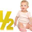 Chunful Half Number Sign Glitter 1/2 Baby Birthday Party Supplies Half Birthday Decorations Freestanding 6 Month Photo Prop Decorative Wooden Numbers for Table Centerpieces Baby Boy Girl(Gold)
