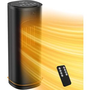 Electric Space Heater Indoor Use, 1500W Fast Heating PTC Portable Heaters with Thermostat and Remote, 12H Timer, Overheating Protection, 60 Oscillation, Room Ceramic Heater for Office Bedroom Home