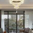 Flashing God Modern Crystal Chandeliers Dia 24" Gold Ceiling Chandelier Flush Mount Crystal Ceiling Light for Bedroom Living Room Dining Room Hallway LED Dimmable