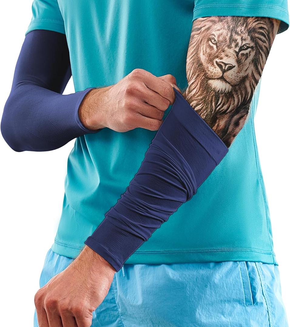 KEMFORD Tattoo Cover Up Sleeves  1 Pair of Lightweight UV Arm Sleeves for Men & Women  Breathable Fabric for Work, Healing Tattoos, and Sun Protection (L)