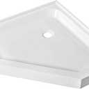 Fine Fixtures 32 x 32 Neo Angle Shower Base, Acrylic Corner Shower Pan with Non-Slip Textured Surface, White Shower Floor Base with Center Drain, Durable Corner Shower Tray For Bathroom Installation.