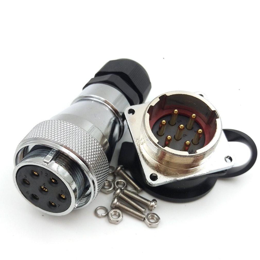WF28 7 pin Waterproof Connector,28mm IP67 7 Wire Power Cable Aviation Electrical Device AC DC Circuit Signal LED Heavy Industrial Equipment Plug Socket (Female Plug, Male Socket, 7 Pin)