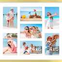DecorUhome 15x17 Picture Frames Collage Wall Decor, Display 7Pcs 4x6 Photos with Mat or 1Pcs 15x17 Unmatted, 7 4x6 Collage Picture Frames for Wall Mounting, Gold