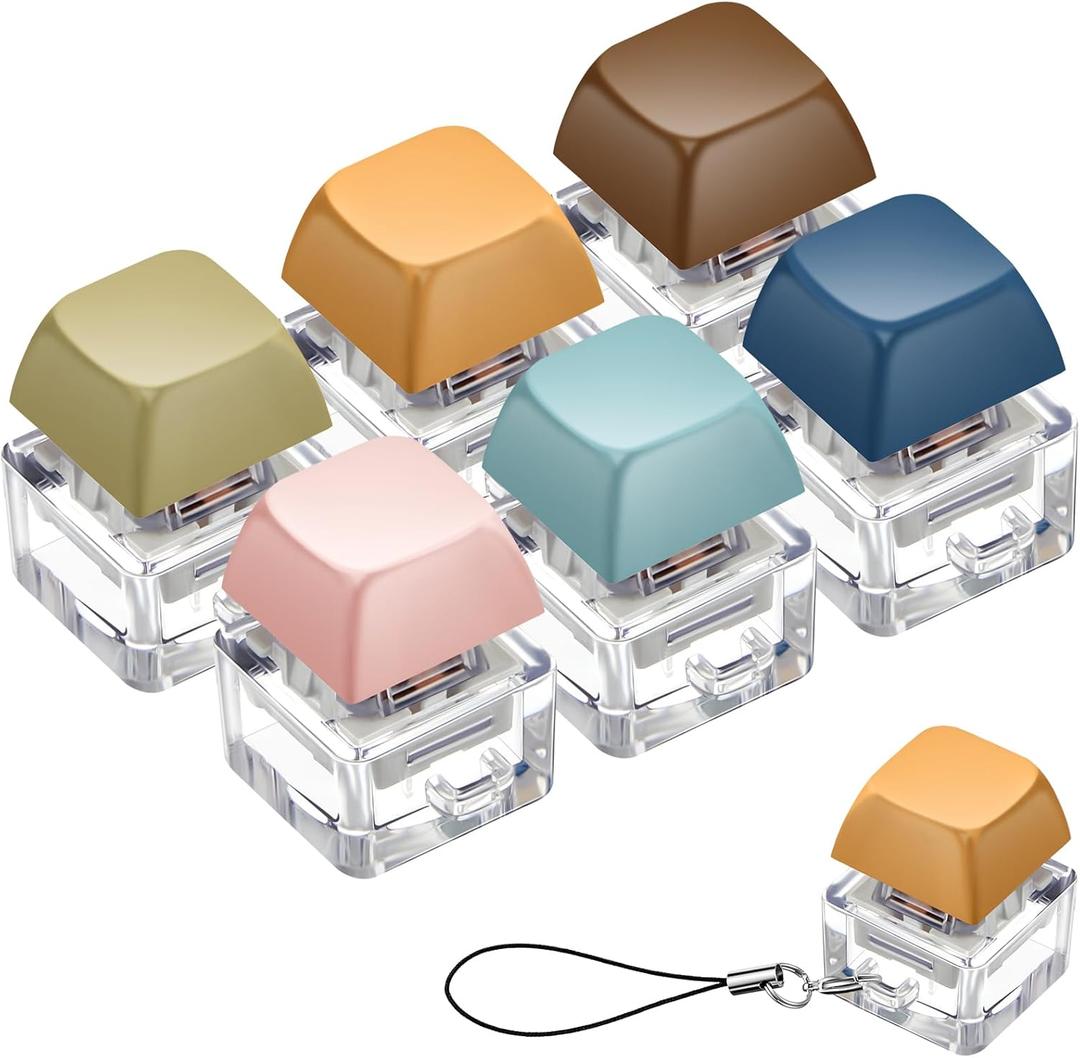 Taiyin 6 Pcs Keyboard Toy Clicker Keyboard Fidget Keychain Decompression Toys Button Stress Relief Gifts for Adult to Relief Stress Pass The Time (Morandi)