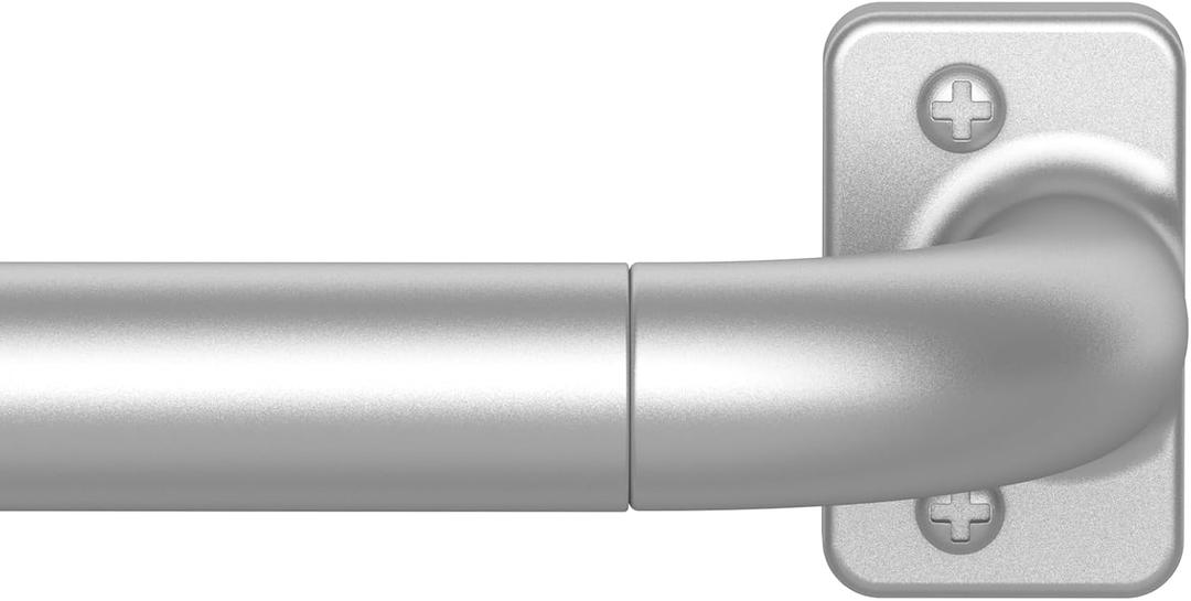 Silver Curtain Rods for Windows 48 to 78, 1 inch Blackout Wrap Around, Adjustable Heavy Duty Curtain Rods for Bedroom, Kitchen and Outdoor Patio