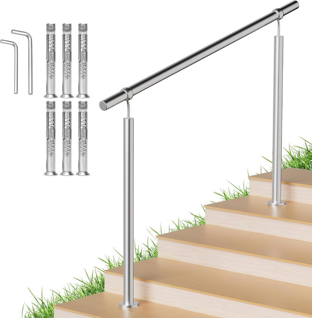 4 Step Stainless Steel Handrails for Outdoor Steps 54x36in