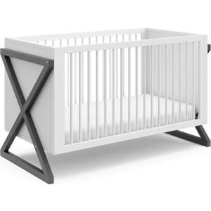 Storkcraft Equinox 3-in-1 Convertible Crib (Gray)  Easily Converts to Toddler Bed and Daybed, 3-Position Adjustable Mattress Support Base, Modern Two-Tone Design for Contemporary Nursery