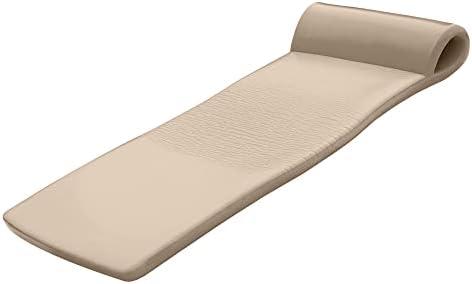 TRC Recreation Sunsation Vinyl Coated Foam Swimming Pool Float Mat Adult Lounger with Built-in Roll Pillow