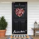AuroraAria Heart Wreath, Valentines Wreath for Front Door, 16 Inch Rustic Farmhouse Valentines Day Wreath with Red & Pink Ribbons, Wedding Anniversary Home Decor