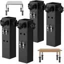 IRONDIY 4 Pack Table Leg Extenders, Adjustable Metal Square Folding Table Leg Risers, Folding Extensions for Square Straight Legs, (2 Levels Adjustable Height 3.5"/ 5.5")