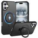 BENTIACC Magnetic Ring Stand Case for iPhone 16 Plus, Black