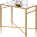 Gold End Table, Rectangle Side Table with Mirrored Top, Modern Metal End Table, Small Narrow Side Table for Living Room, Balcony, 22" L x 12.4" W x 24" D