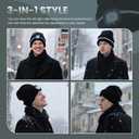 Keains Reflective Stripe LED Beanie with The Light  Winter Knit Hat for Outdoor Work Sports, Gifts for Men Women Dad (One Size, Black)