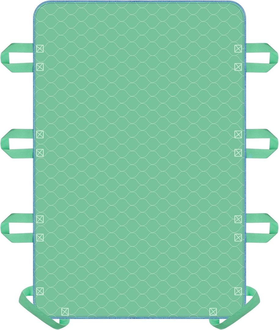 Positioning Bed Pad with 8 Reinforced Handles-34 x 52"-Reusable and Washable Transfer Sheet, Aid Assistant for Turning and Repositioning for Elderly, Incontinence Patients, Bedridden and Caregivers