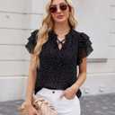 Lotusmile Summer Chiffon Dressy Casual Blouses Elegant Ruffle Short Sleeve Work Tops for Women Trendy (XXL)
