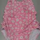 OYOANGLE Girl's Cute Spaghetti Straps Round Neck Drawstring One Piece Swimwear Tie Bathing Suit (13 Years, Pink Floral)