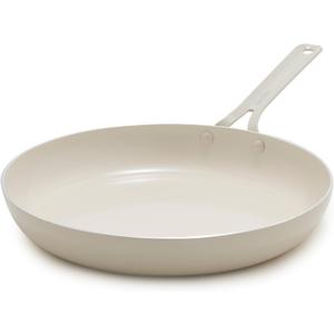 GreenPan Nova 12” Nonstick Frying Pan Skillet, PFAS-Free Ceramic Cookware, Durable Fast Heating, Induction Ready, Omelet & Eggs, Oven Safe to 600F, Dishwasher Safe, Cream White