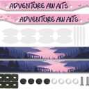 2PCS Pink Adventure Awaits Pattern License Plate Frames for Girl Women - Universal Aluminum Stainless Steel Car Tag Covers Holder with Screws, Caps, Rattle Proof Pads and Handlebar Stickers