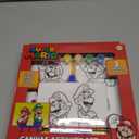 Super Mario Canvas Painting Kit for Kids, 3 Preprinted Mini Canvases for Painting, Easel, 6 Paint Pots and Brush, Acrylic Paint Set for Children