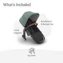 UPPAbaby RumbleSeat V3 Second Lower Seat - Compatible with Vista V2 and Vista V3 - All-Weather Seat + Magnetic Buckle Adapters Included - Gwen (Green Mlange/Carbon Frame/Saddle Leather)