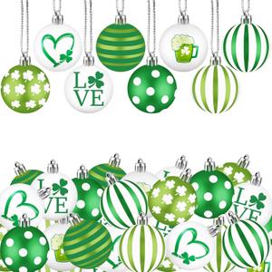 Libima 40 Pcs Hanging Ball Decor Ornament for St. Patrick's Day Mardi Gras Ball Decorations for Party Shelf Decor(Shamrock)