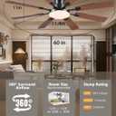 JSAITEE 60Inch Ceiling Fan with Lights and Remotes, Large Low Profile Flush Mount Ceiling Fans,DC Reversible Motor, 3CCT Dimmable,Noiseless,Dual Finish, Brown 6 Speeds Ceiling Fan for Indoor/Outdoor