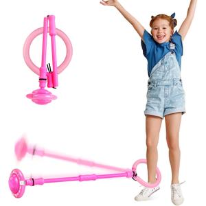 Skip Ball - Foldable Colorful Flash Wheel Indoor Outdoor Game Fitness Toys for Kids, Cool Kids Toys Christmas Birthday Gifts for Girls Boys Age 6 7 8 9 10+ Year Old (Pink)