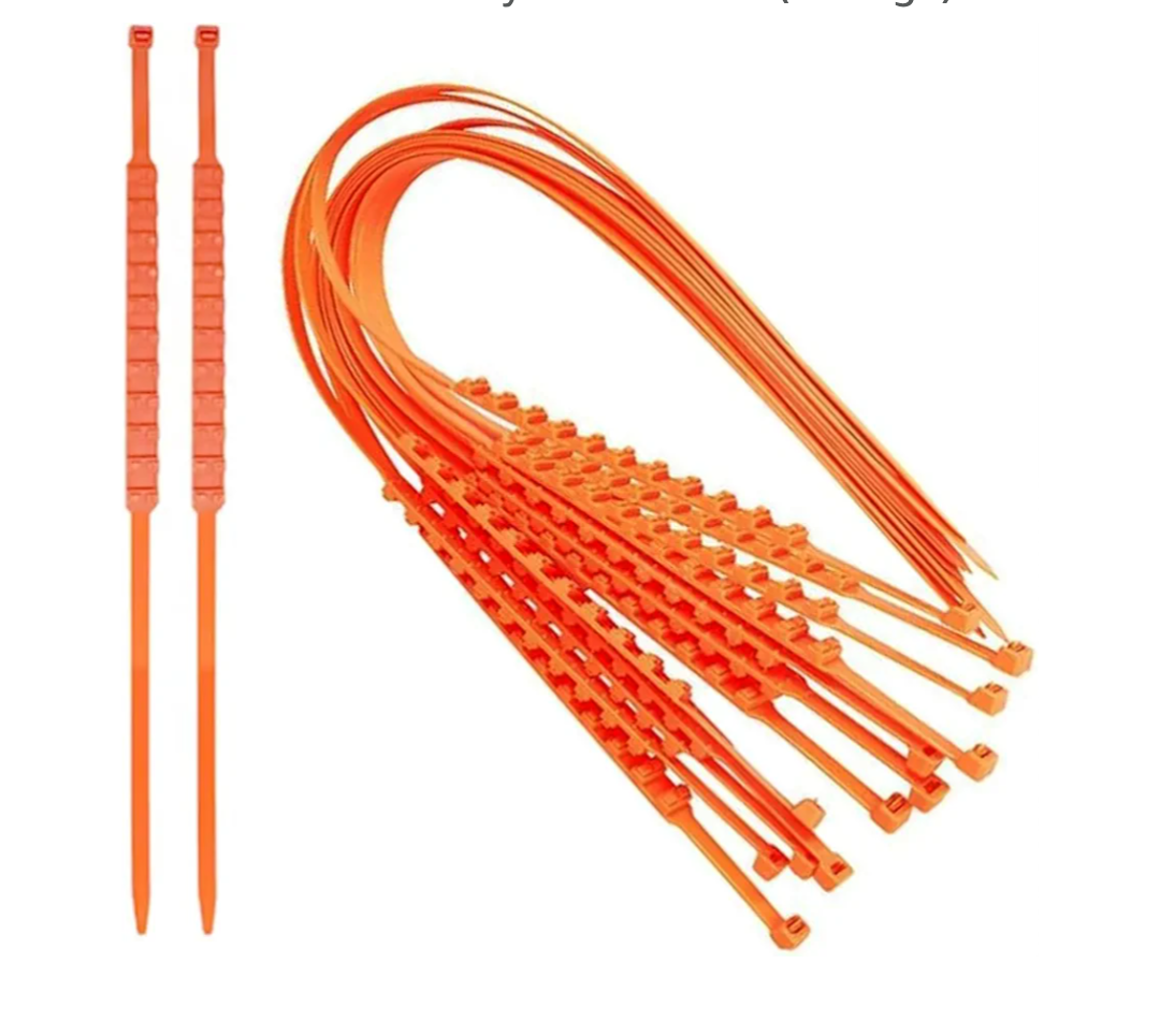 10 PCS Reusable Adjustable Nylon Non-Slip Tire Zip Ties Snow Chains for Auto Pickup Trucks Suv on Ice Sand Mud Rain Road, Emergency Mud Survival Multi-Function Security Cable Belts (Orange)
