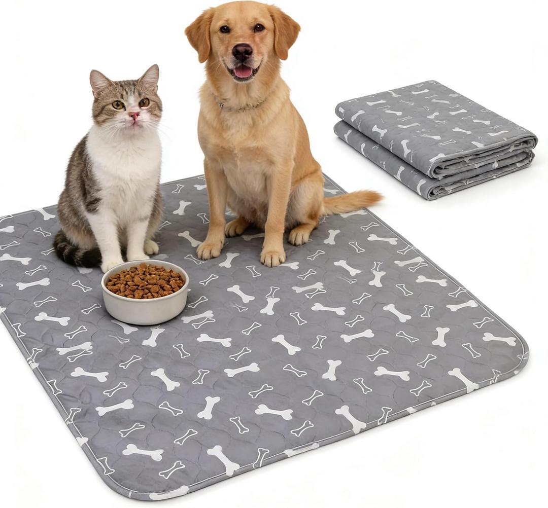 Washable Reusable Pet Training Pads, Non-Slip Leakproof Dog Pee Mat with Pheromones, Odor Resistant Absorbent Pad for Dogs and Cats (L: 31.5" 35.4")