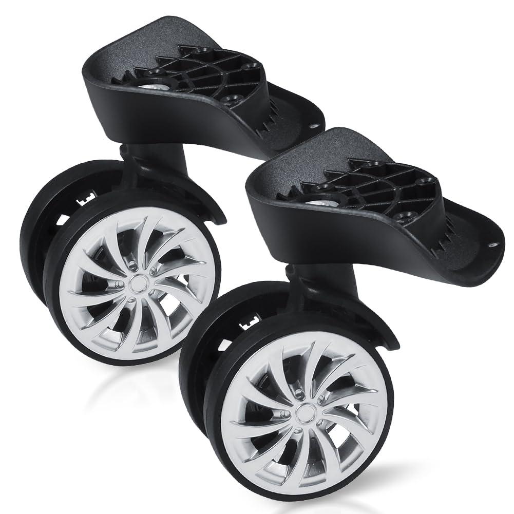 Luggage Suitcase Replacement Wheels, 360 Degree Swivel Caster Wheels Black Plastic Travel Luggage Trolley Spare Rotating Wheels for Outdoor Repair Replacement (Pack of 2)