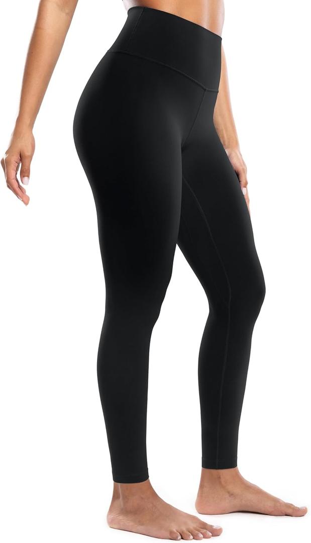 ENERBLOOM Workout Leggings for Women Yoga Pants High Waisted Athletic Full Length Tights Silky Feeling Soft Gym Activewear Lounge 28",  X-Small, Black