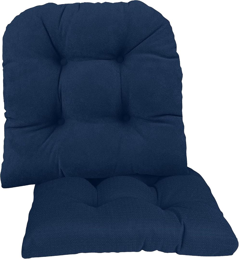 Klear Vu Gripper Overstuffed Universal Non-Slip Dining Chair Cushions for Kitchen Decor or Office Use, U-Shaped Skid-Proof Seat Pad, 15x15 Inches, 2 Count (Pack of 1), Linear Indigo Blue