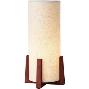 KUNJOULAM Modern Small Table Lamps, Nightstand Lamp with Linen Fabric Shade, 13.9" Cylinder Bedside Table Lamp for Bedroom, Cafe, Living Room Home Decor